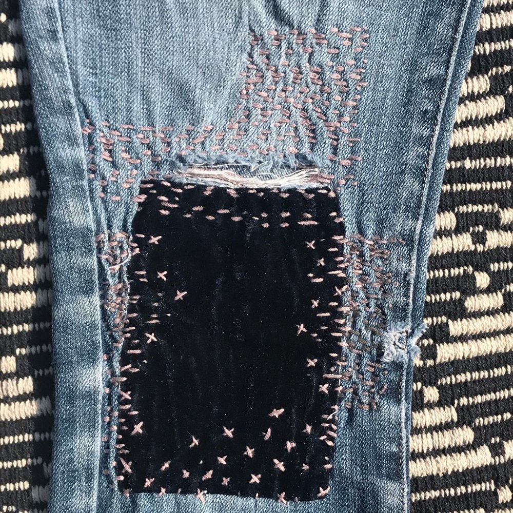 AE Mended&Patched Low Rise jeans sz2 - Picture 9 of 11